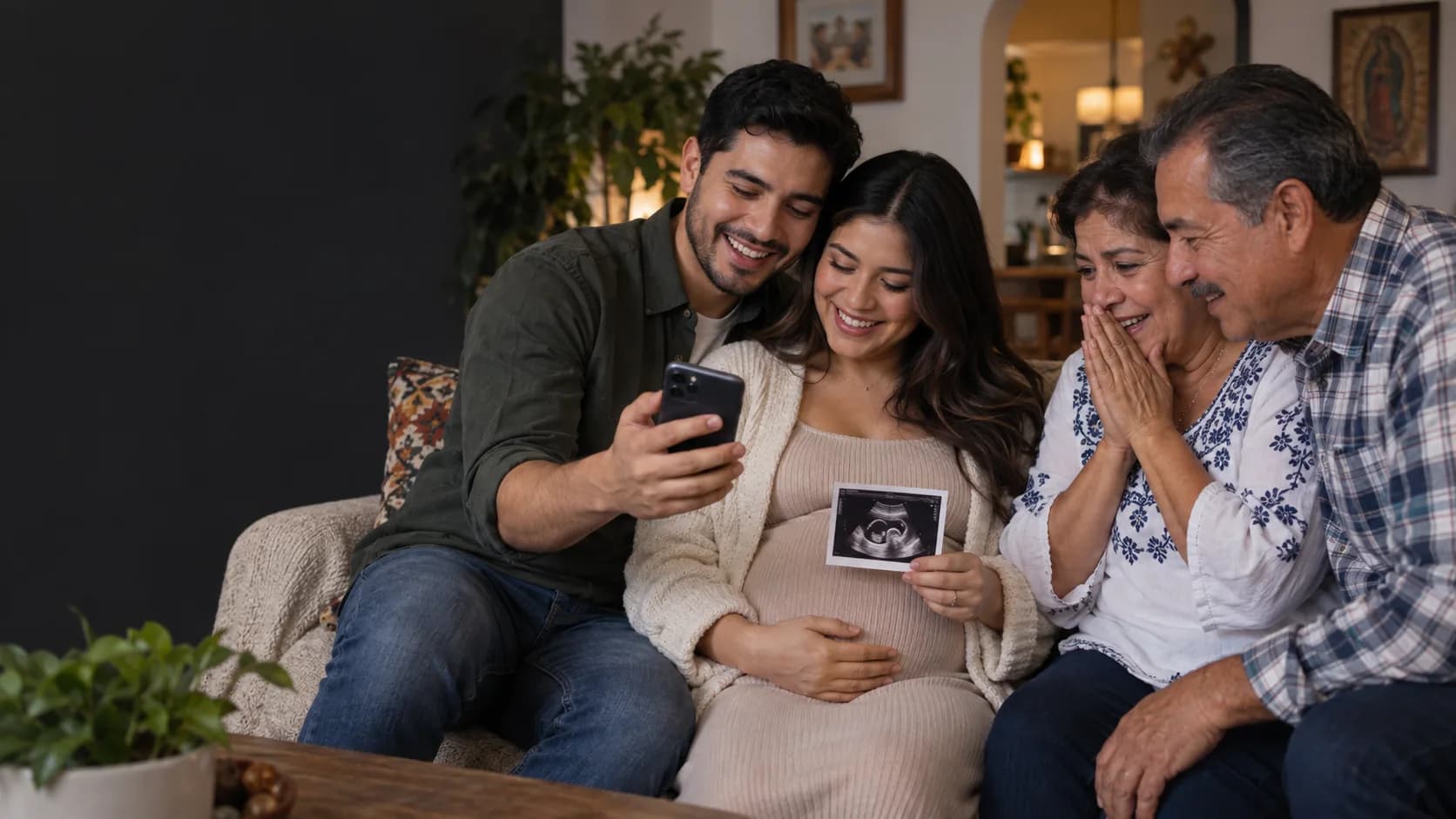 Una pareja comparte con su familia una canción para anunciar un bebé